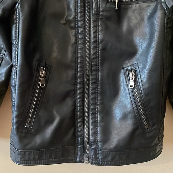 H&M Black Faux Leather Moto Jacket Size 5-6 Years - Picture 8 of 15